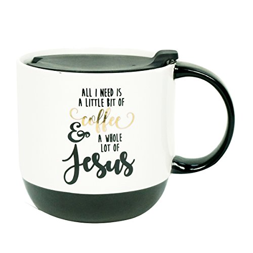 Little Coffee Whole Lot of Jesus 16 Ounce Ceramic Mug with Lid