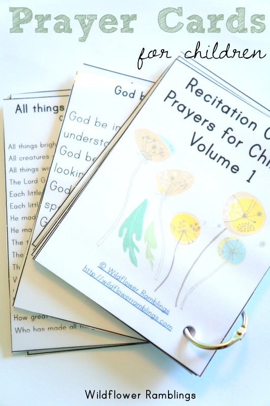 Prayer Cards for Children (or mamas!) FREE PRINTABLE -- from Wildflower Rambllings