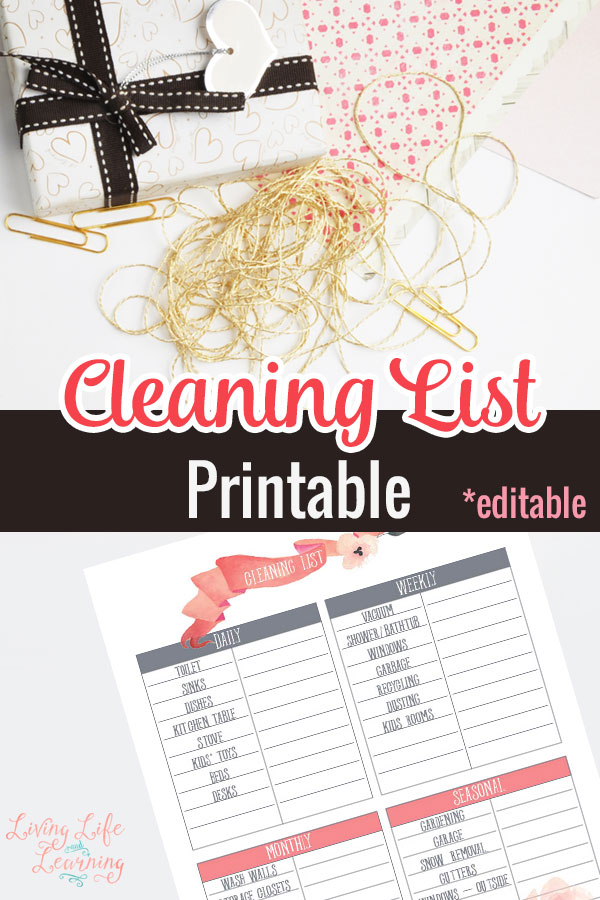 Cleaning List Printable