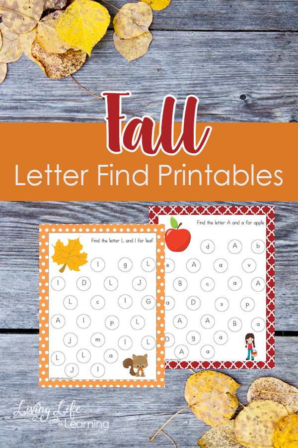 Fall is here and I don't know about you but the children and I are excited! So why not add that autumn excitement into your homeschool! WIth this fall themed letter find printable your child will be about to practice letter recognition and hand-eye coordination! 