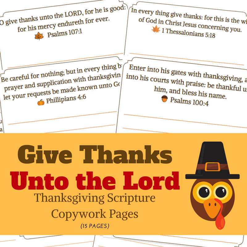 Kid’s Thanksgiving Scripture Copywork Pages